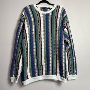 Vintage textured sweater multicolor biggie style Y2K chunky knit sweater XXL
